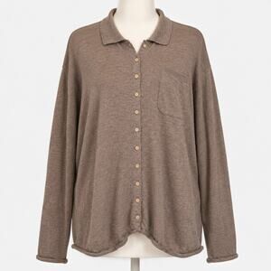 Free People FP Beach Brown Button Front Knit Cardigan Women's Medium M Pocketed